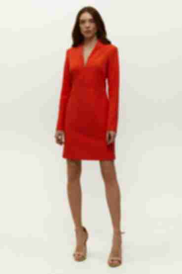 Платье мини костюмная ткань оранжевое
