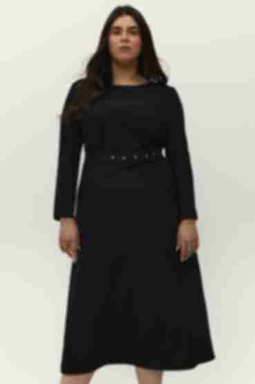 Сукня міді костюмна тканина чорна великий розмір