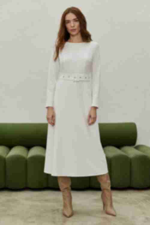 Milky midi dress made of suiting fabric