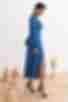 Платье миди искусственный шелк синее