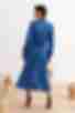 Платье миди искусственный шелк синее