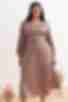 Платье миди с пуговицами искусственный шелк мокко большой размер
