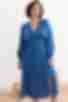 Платье миди с пуговицами искусственный шелк синее большой размер