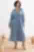 Платье миди искусственный шелк небесное большой размер