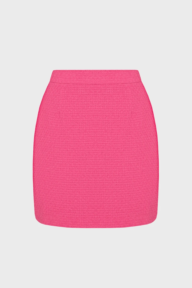 Crimson tweed mini pencil skirt