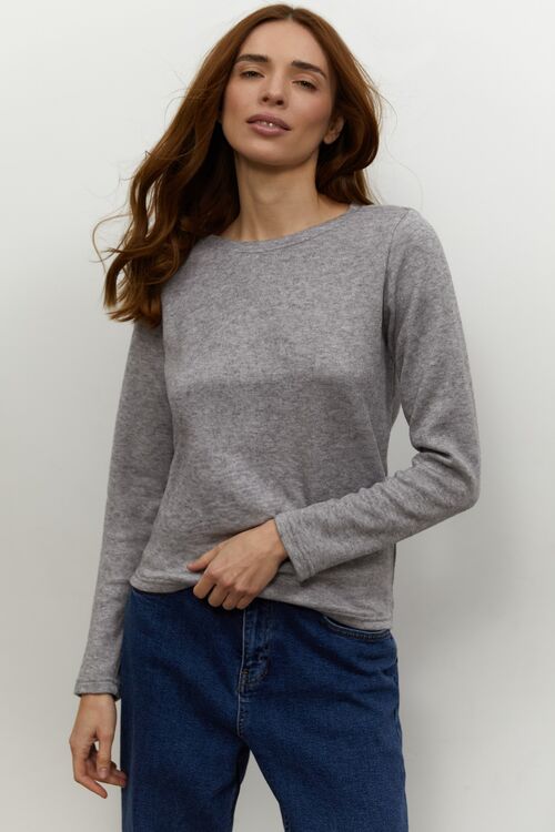 Gray knitted angora sweater