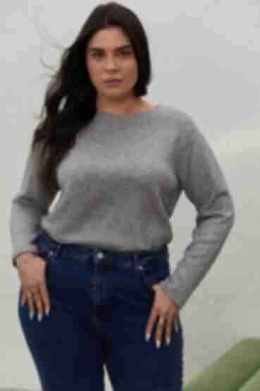 Gray knitted angora sweater plus size