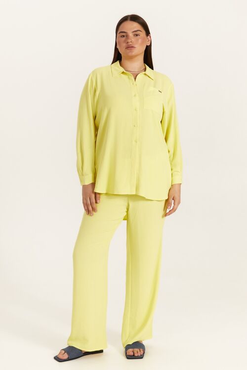 Lemon palazzo pants made of crushed viscose plus size