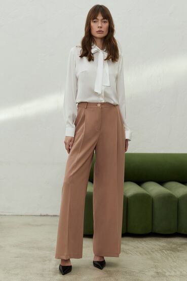 Mocha suiting fabric trousers