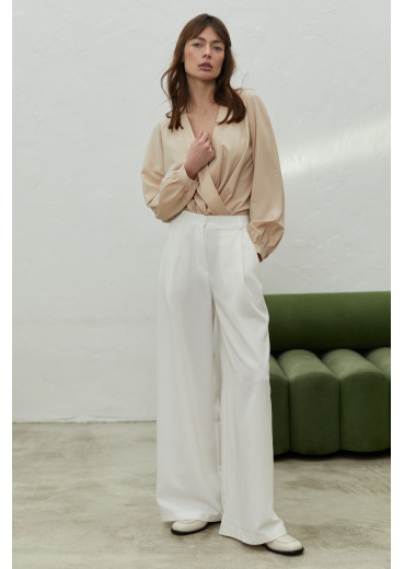 Milky suiting fabric trousers
