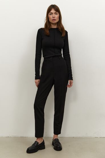 Black trousers made of suiting fabric