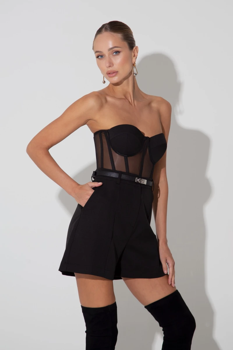 Black suit shorts