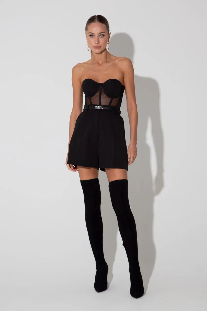 Black suit shorts