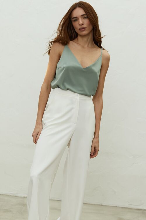 Sage shoulder strap top made of soft rayon