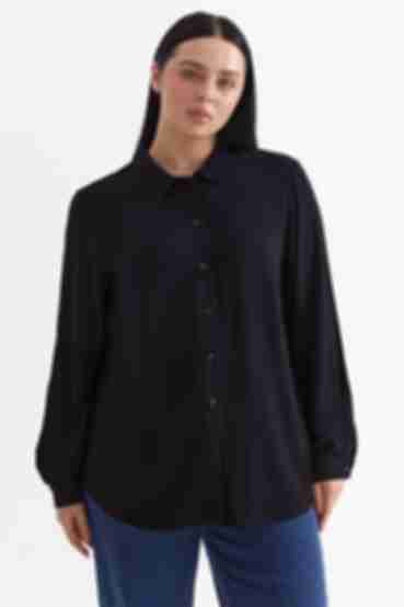 Black staple cotton shirt plus size