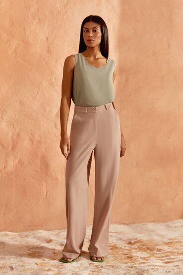 Latte straight linen pants #2