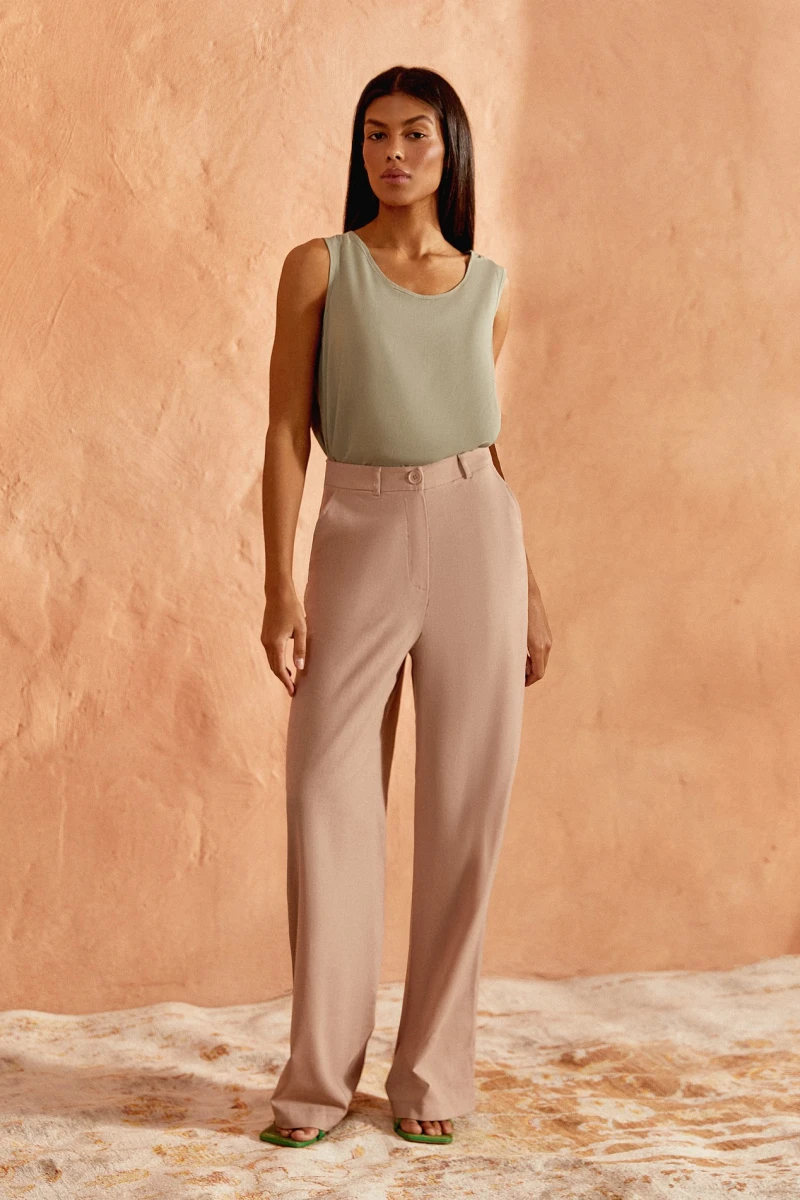 Latte straight linen pants #2
