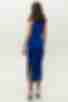 Electric blue midi slip dress with slit made of artificial silk