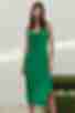 Платье-комбинация миди с разрезом искусственный шелк зеленое
