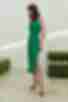 Платье-комбинация миди с разрезом искусственный шелк зеленое