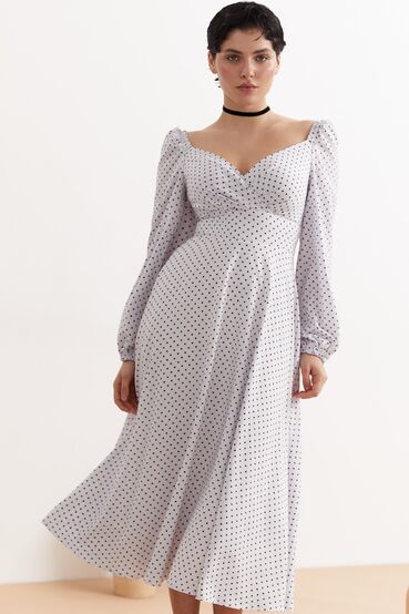 Midi soft black polka dot dress on white #2