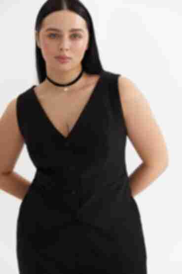Black vest made of suiting fabric plus size