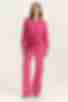 Fuchsia palazzo suit with blouse and trousers made of crushed viscose
