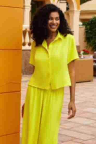 Блуза з коротким рукавом  віскоза жатка лимонна