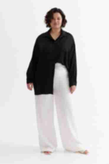 Black shirt made of artificial silk plus size