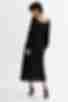 Платье на запах искусственный шелк миди черное