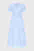 Сукня міді котон смужка з вишивкою на блакитному