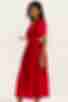 Red midi cotton wrap dress