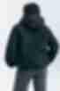 Short jacket with a hood made of black raincoat fabric