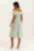 Mint midi soft rayon dress with slit in small milky dots