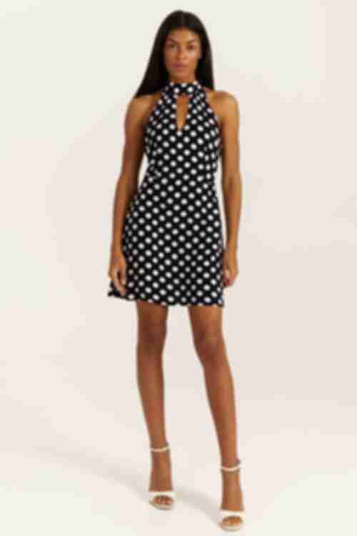 Mini dress staple large milk peas on black