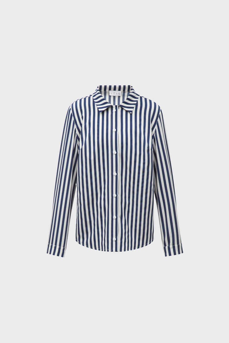 Soft blue striped shirt on milk