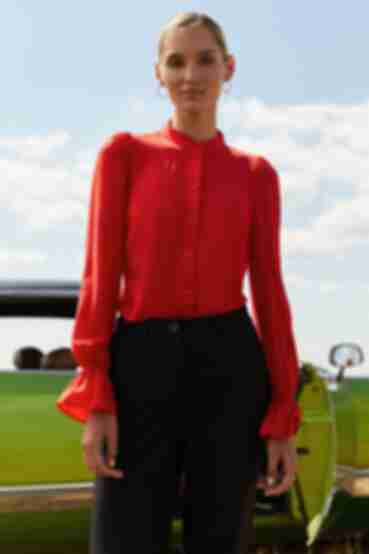 Red crepe de chine blouse 