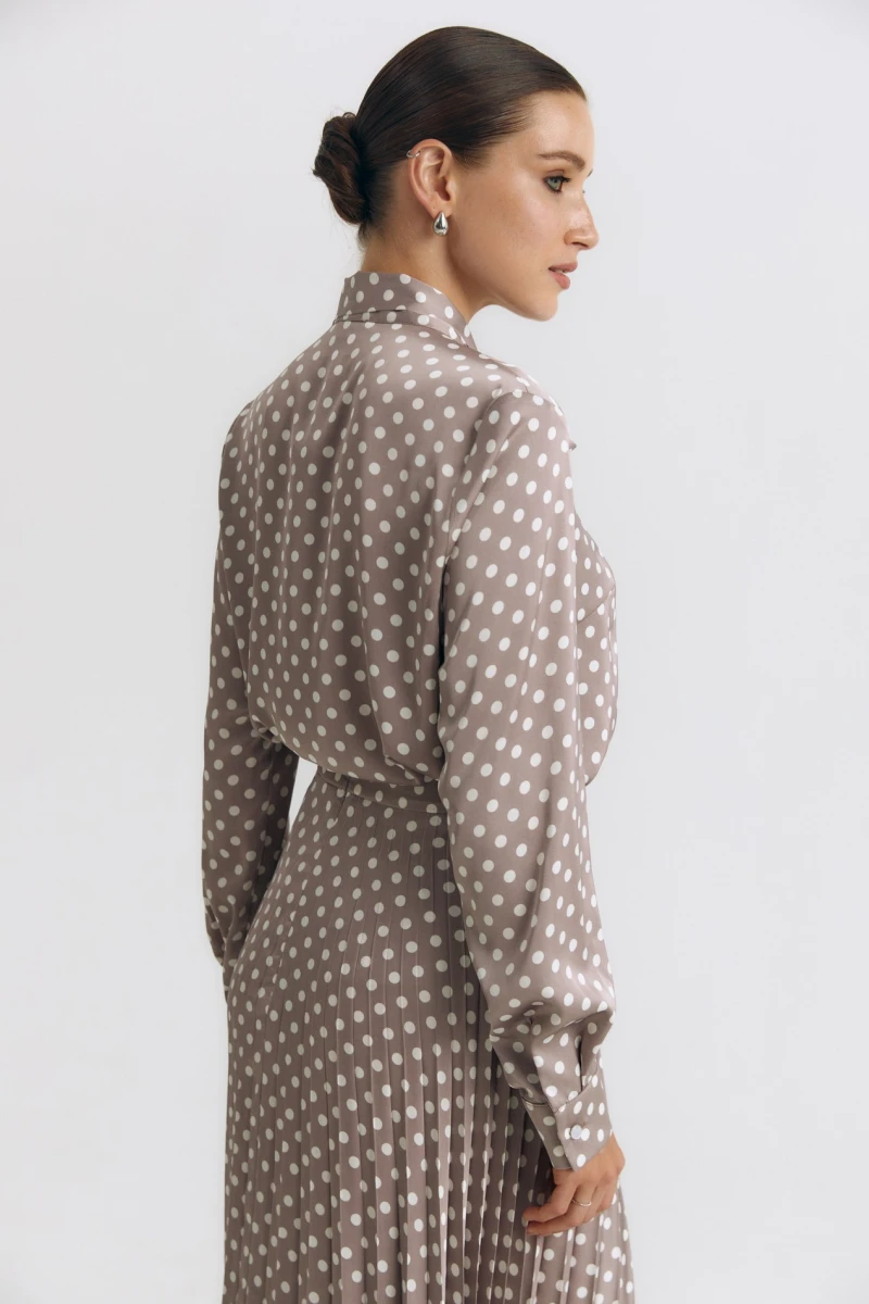 Blouse with a bow artificial silk milk peas for cappuccino