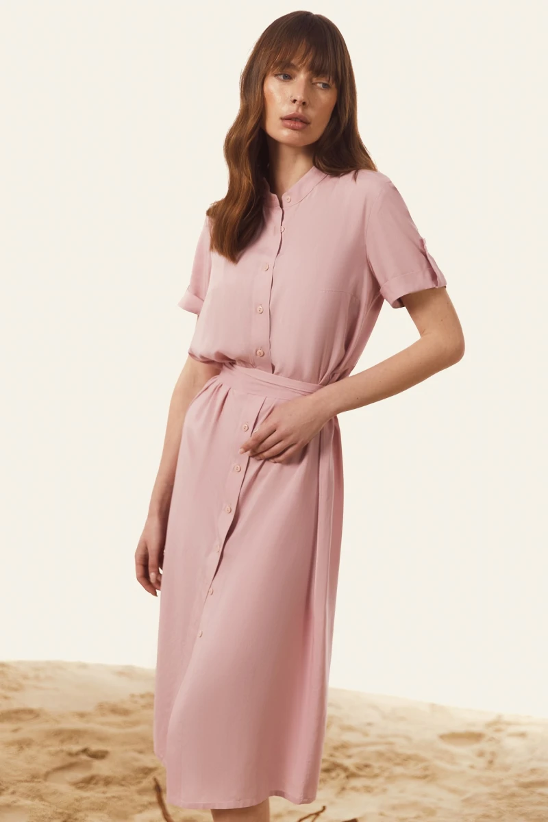 Taffy midi shirt dress with band collar made of staple cotton #2
