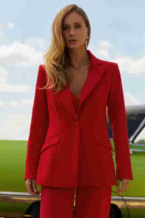 Jacket fitted suit fabric red