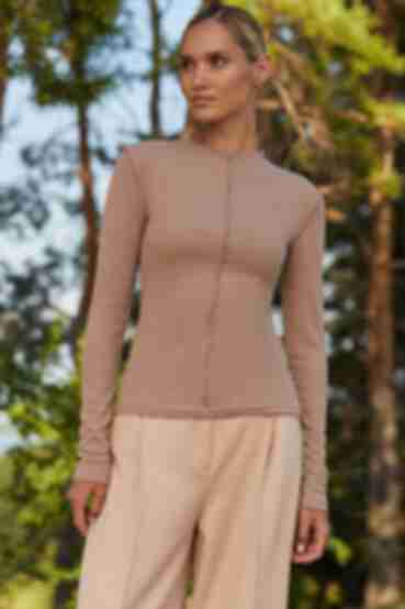 Long sleeve knit ribbed mokko