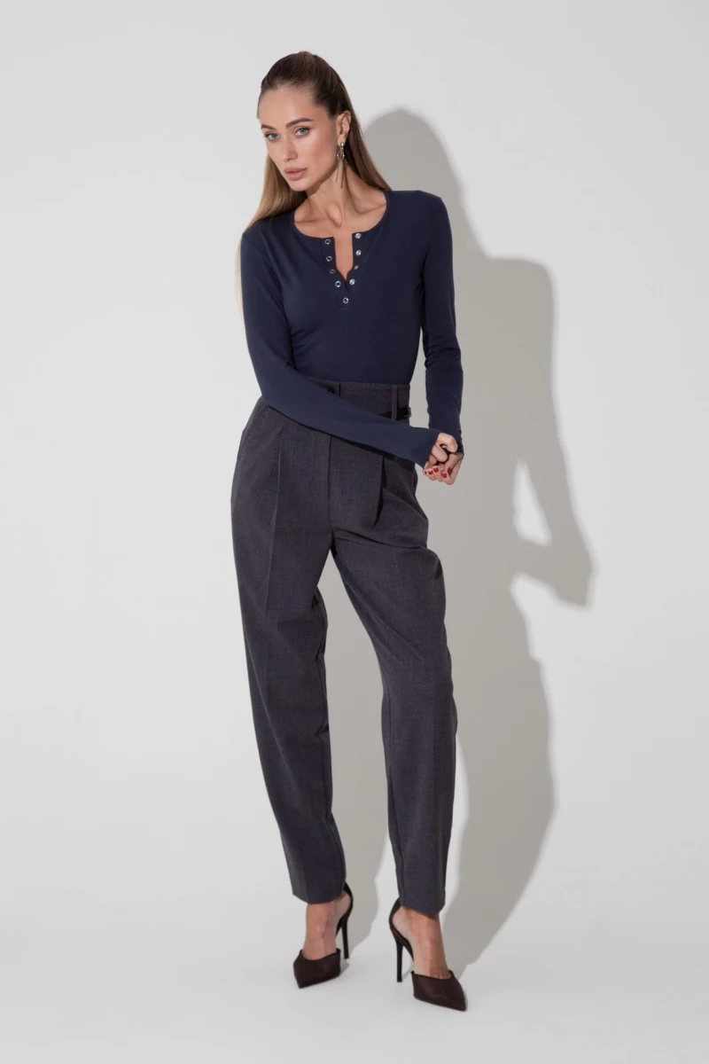 Longsleeve with buttons knitwear graphite