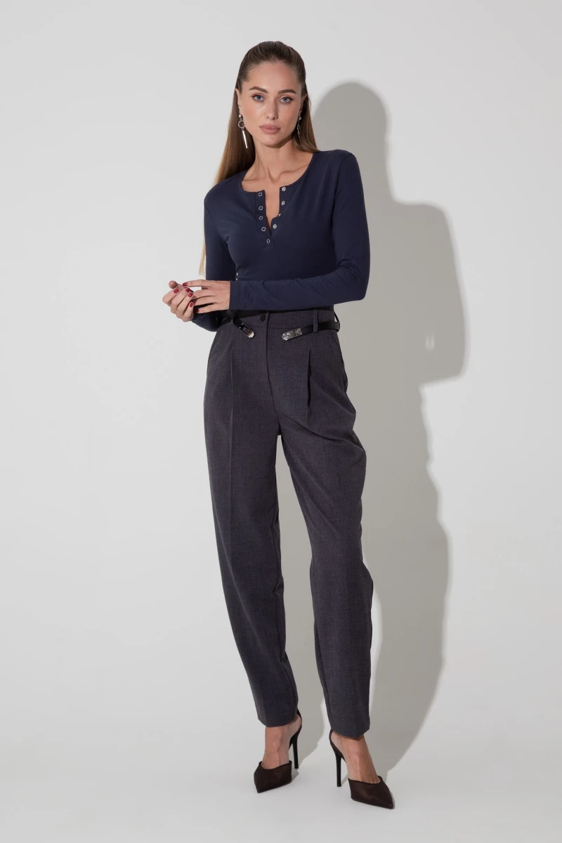 Longsleeve with buttons knitwear graphite