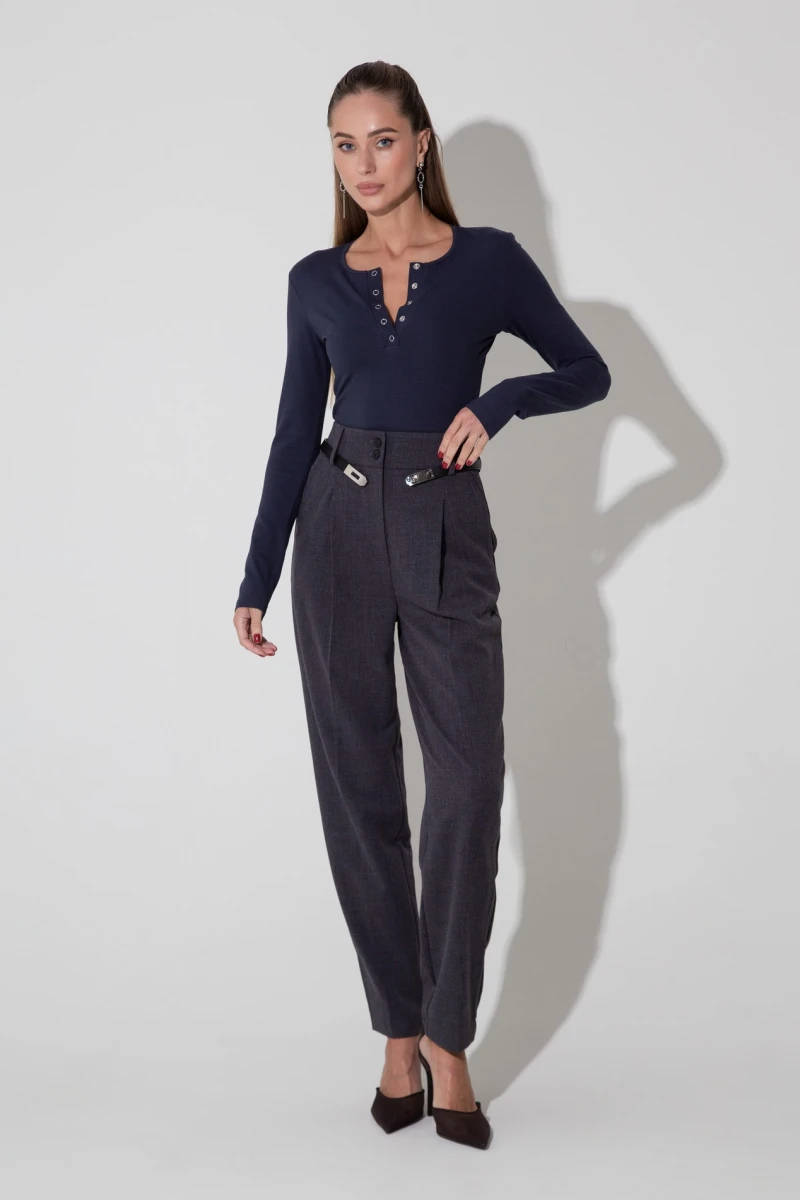 Longsleeve with buttons knitwear graphite