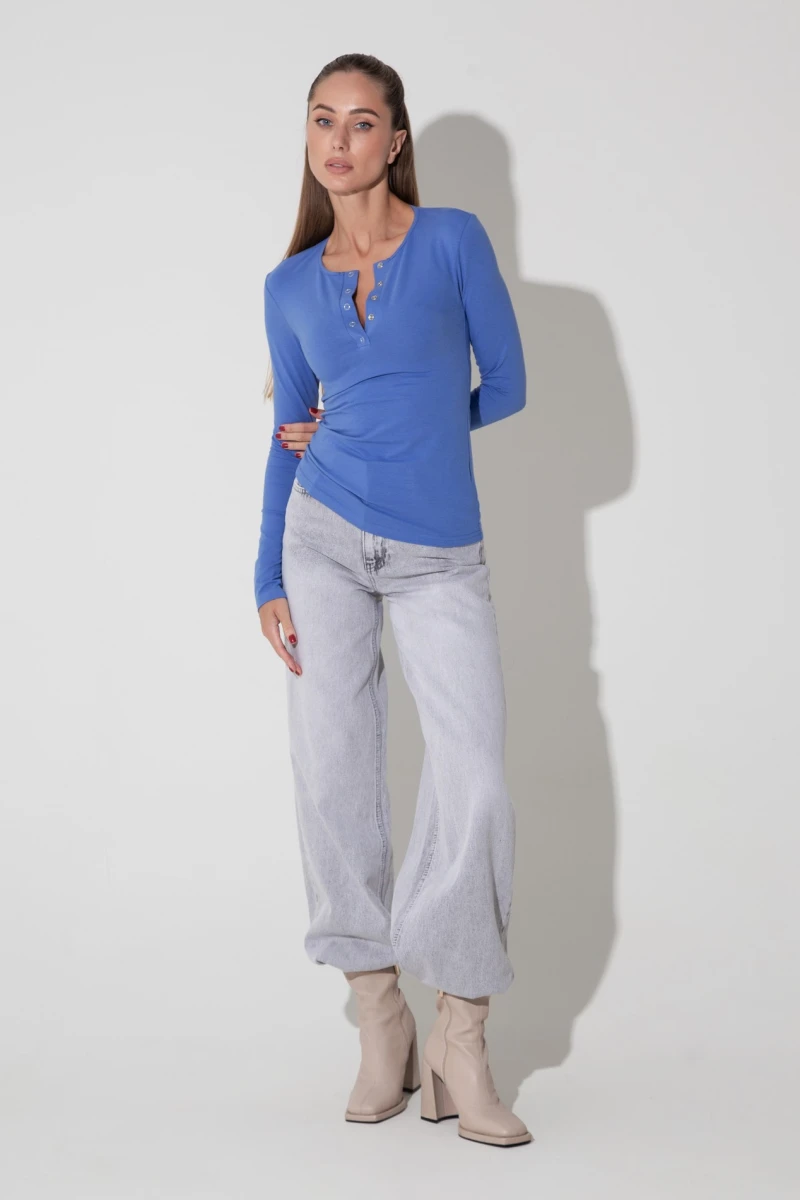 Longsleeve with buttons knitwear blue