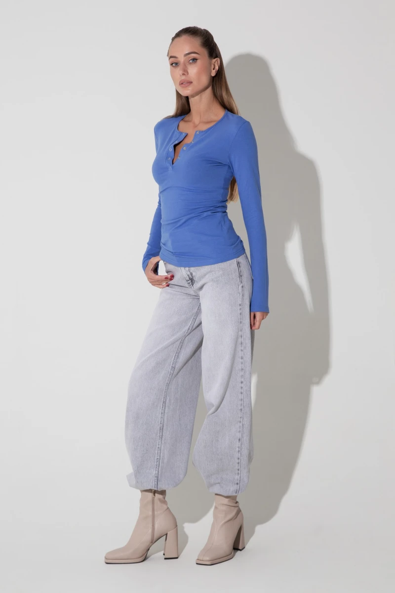 Longsleeve with buttons knitwear blue