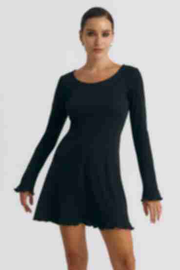 Dress midi knit rib black