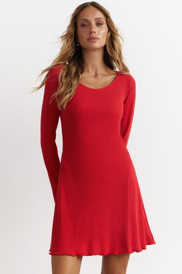 Dress mini knit rib red