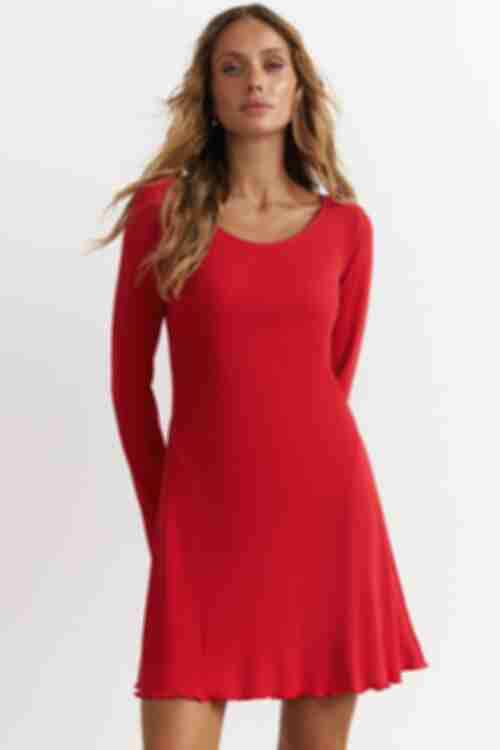 Dress mini knit rib red