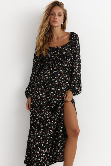 Midi dress staple milk flowers on black #2